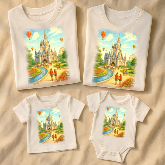 Disney Family Vacation Shirts Castle Park Day Matching Outfits Soft  White Tees for Mom, Dad, Toddler Baby Magical Family Trip Look
