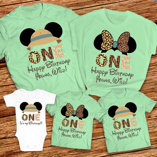 Young wild and One Disney Birthday Boy family shirt, Young wild and One Birthday squad Mickey and Minnie family shirt