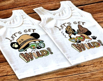 Animal Kingdom Let's Get Wild family Tank Tops Disney Safari Man Woman Kid Baby Tanks Disney Safari Group Tanks Mickey and Minnie Tank Tops