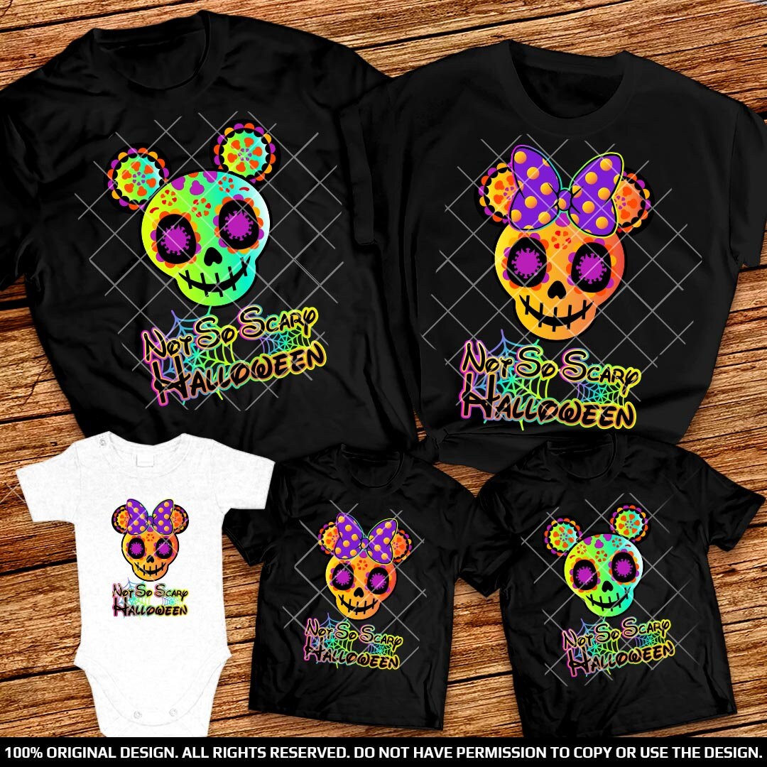 Disney Halloween Family Shirts 2024 Sugar Skull Mickey and Minnie Not