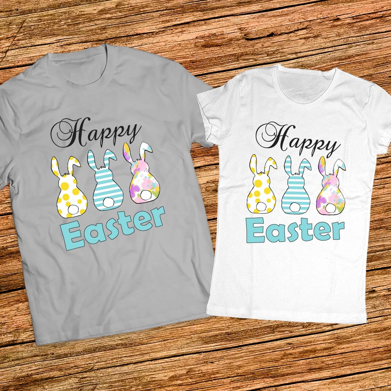 Sweet Bunnies Easter couple tshirt Easter Dad and Mom Etsy
