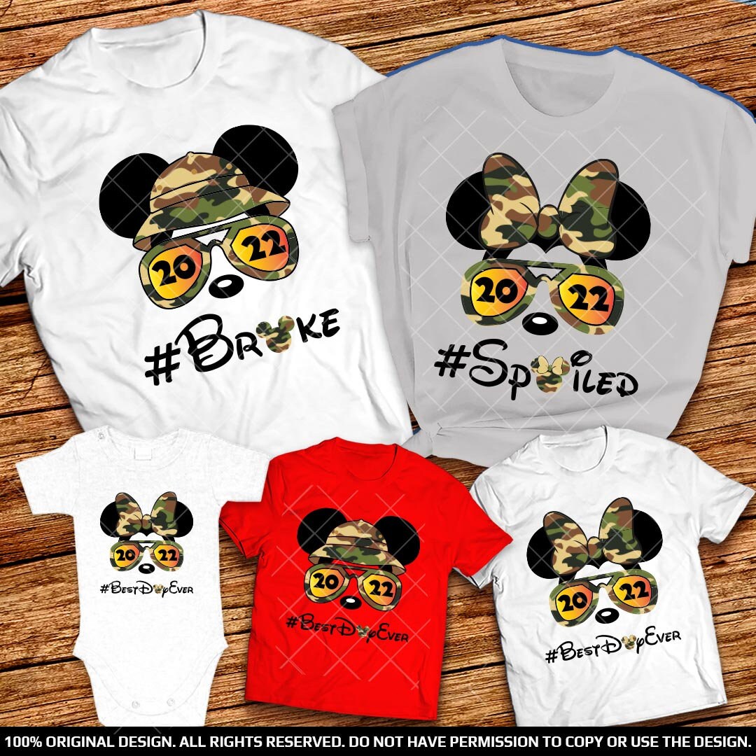 Animal Kingdom camouflage Broke and Spoiled family shirts 2023, Disney world shirts