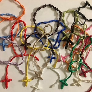 One (1) Cross Knotted String Nylon Rosary Bracelet (Choice of Color)