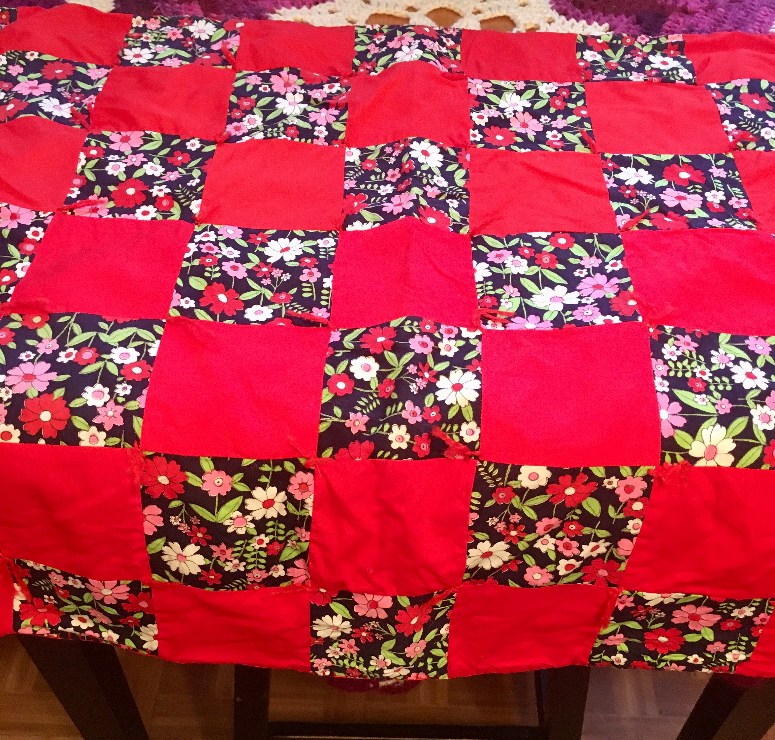 Handmade Red Table Top Quilt Cottagecore Country Farmhouse Etsy UK