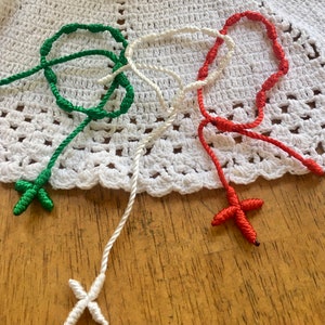 Set of Three (3) Cross Knotted  String Nylon Rosary Bracelets (Choice of Colors)