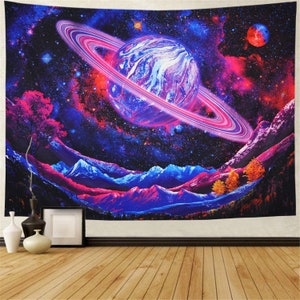 Galaxy Tapestry Trippy Planet Psychedelic Mountain Tapestry Wall Hanging Space Starry Sky Home Decor Trippy Art