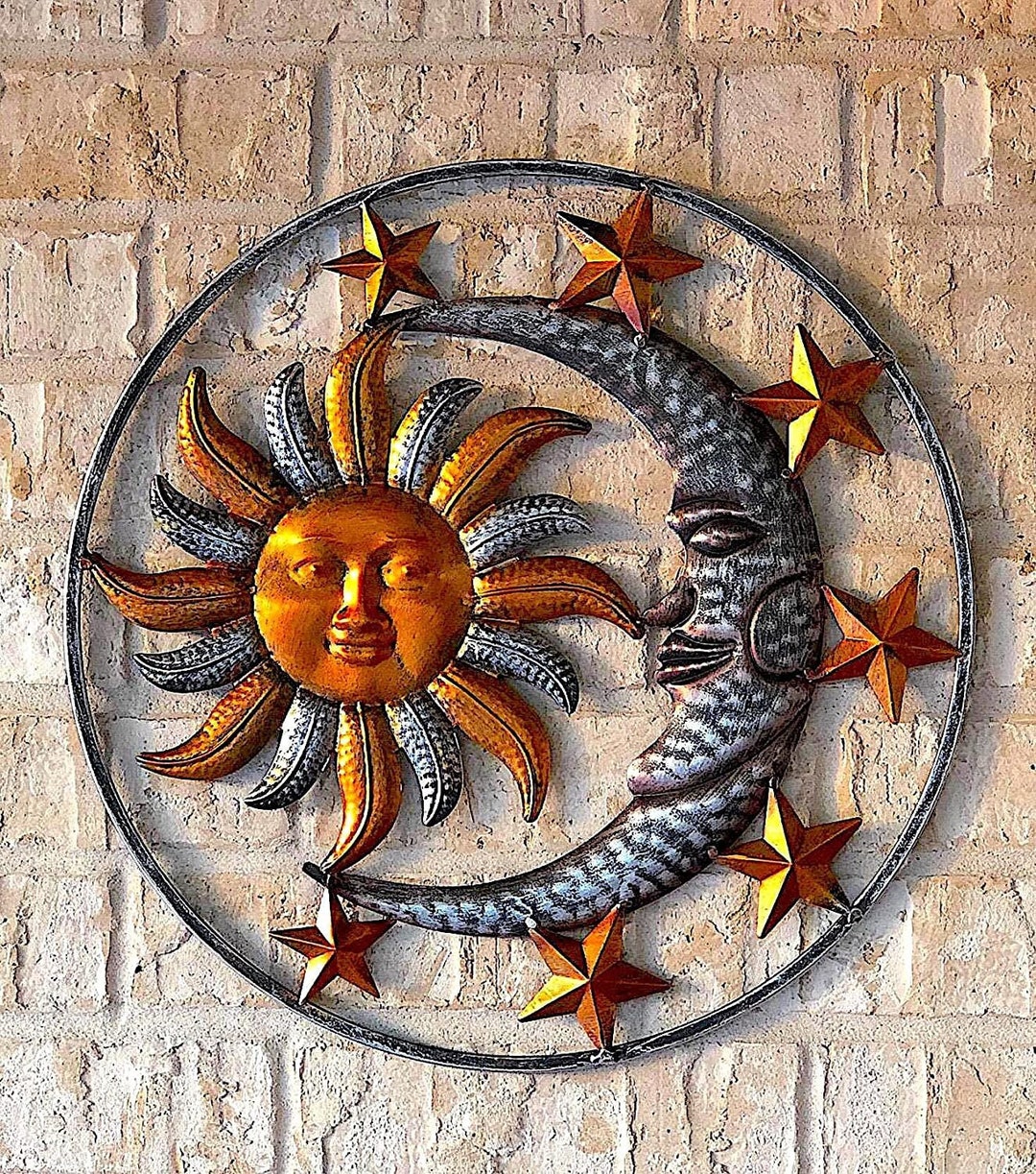 Sun And Moon Metal Wall Art Wall Decor Metal Outdoor Garden Decor Indoor Wall Decor 3d Metal Sun