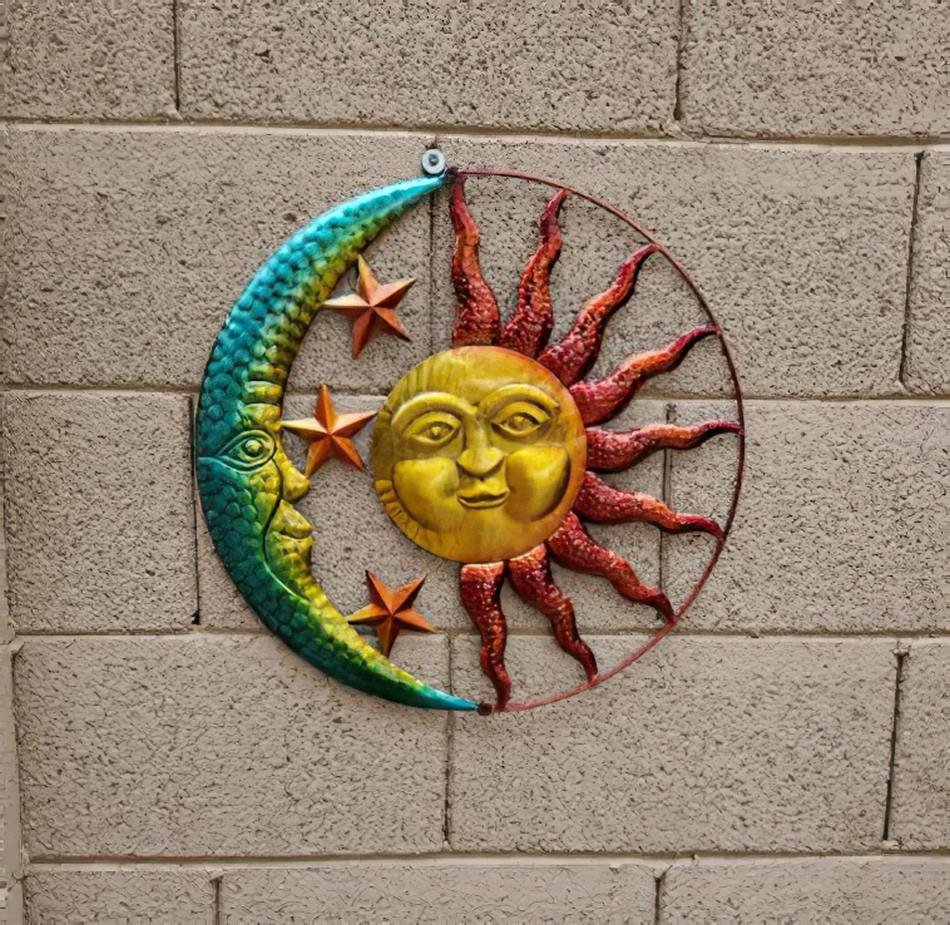 Sun and Moon With Stars Metal Wall Art Wall Decor Metal Etsy