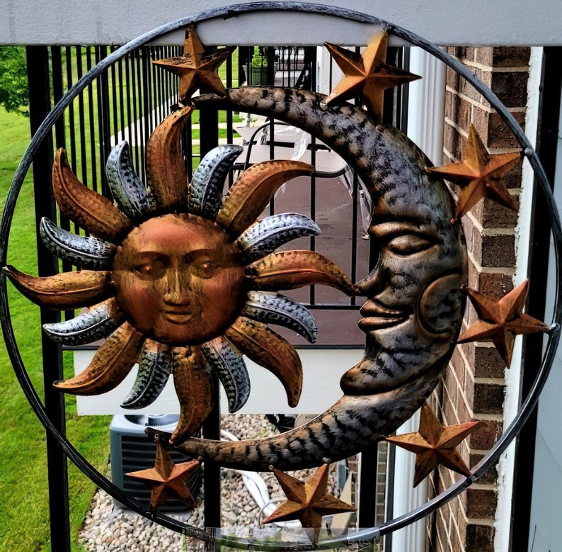 Sun and Moon Metal Wall Art Wall Decor Metal Outdoor Garden Etsy
