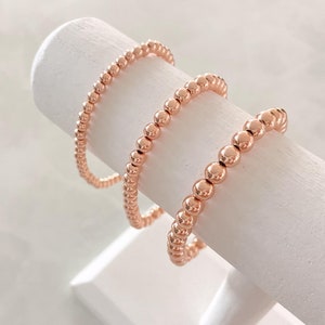 4/5/6mm rose gold plated stacking bracelets | beaded bracelet | rose gold beaded bracelet | minimalist jewelry | rose gold jewelry