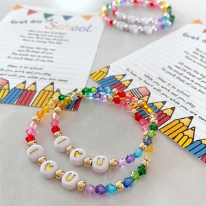 first day of school bracelet set | kindergarten bracelet | mommy and me bracelet | rainbow bracelet | preschool bracelet | kids bracelet