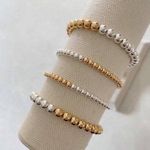 the half and half collection mixed metal bracelet gold and silver bracelet beaded bracelet minimalist bracelet gold bead bracelet image 4