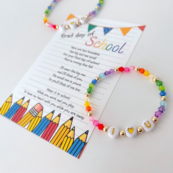 first day of school bracelet set | kindergarten bracelet | mommy and me bracelet | rainbow bracelet | preschool bracelet | kids bracelet