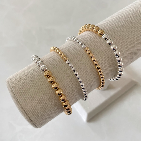 the half and half collection | mixed metal bracelet | gold and silver bracelet | beaded bracelet | minimalist bracelet | gold bead bracelet