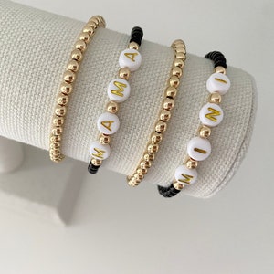 the mama & mini set | two bracelet stack | personalized bracelet | stackable bracelets | customizable | beaded bracelets | letter bracelets
