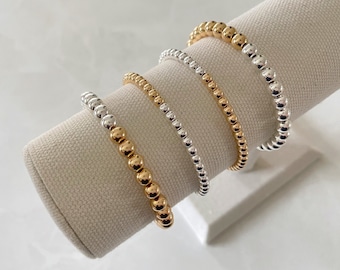 the half and half collection | mixed metal bracelet | gold and silver bracelet | beaded bracelet | minimalist bracelet | gold bead bracelet