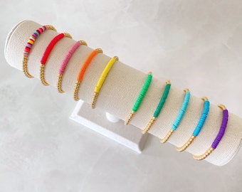 heishi color block collection | beaded bracelet | heishi bracelet | stretch bracelet | colorful bracelet | kids bracelet | stacking bracelet