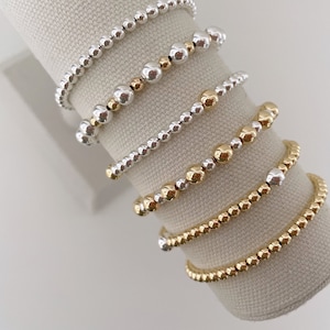 Mixed Metal Bracelet | Gold and Silver Bracelet | Beaded Bracelet ...