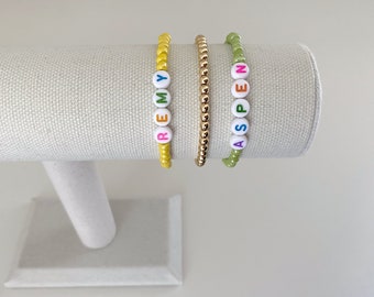 Rainbow Letter Personalized Bracelets | name bracelets | beaded letter bracelets | initial bracelets | colorful bracelets | custom bracelets