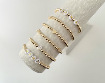 14K Gold Beaded Bracelets | stackable bracelets | personalized name bracelets | charm bracelets | custom bracelet | handmade jewelry