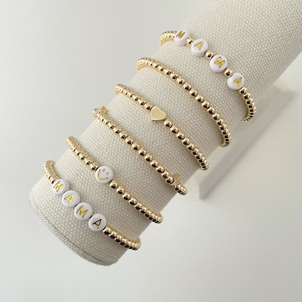 14K Gold Perlen Armbänder | stapelbare Armbänder | personalisierte Namensarmbänder | Bettelarmbänder | benutzerdefinierte Armband | handgefertigten Schmuck