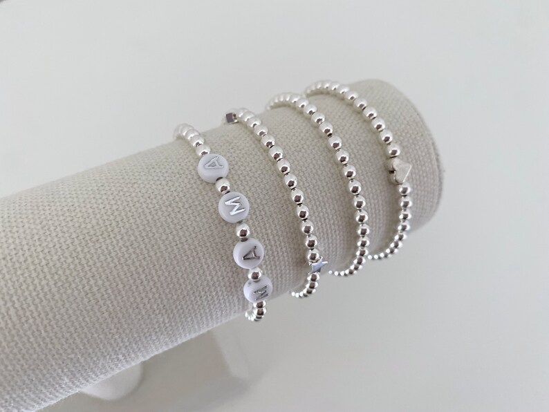 Sterling Silver Beaded Bracelets Charm Bracelets Custom Etsy