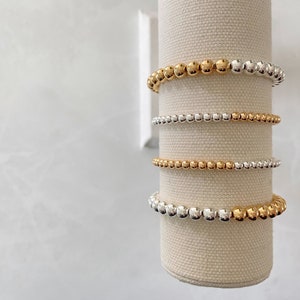 the half and half collection mixed metal bracelet gold and silver bracelet beaded bracelet minimalist bracelet gold bead bracelet image 8
