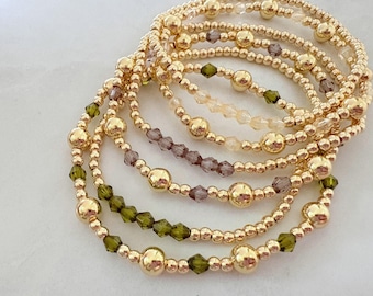 the mixed crystal collection | crystal bead bracelet | gold bead bracelet | minimalist bracelet | 14k gold plated bead bracelet