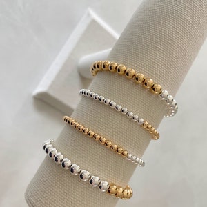 the half and half collection mixed metal bracelet gold and silver bracelet beaded bracelet minimalist bracelet gold bead bracelet image 7