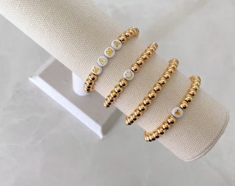 the chunky name bracelet | 14k gold beaded bracelet | stacking bracelet | charm bracelet | custom bracelet | gold bracelet | name bracelet