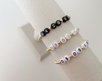 das Zahlenarmband | Datum Armband | Zahlenarmband mit Perlen | Geburtstagsarmband | Jahrestag Armband | Hochzeitsgeschenk | Geschenk für Mama