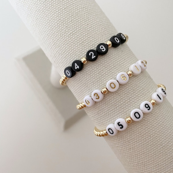 the number bracelet | date bracelet | beaded number bracelet | birthdate bracelet | anniversary bracelet | wedding gift | gift for mom