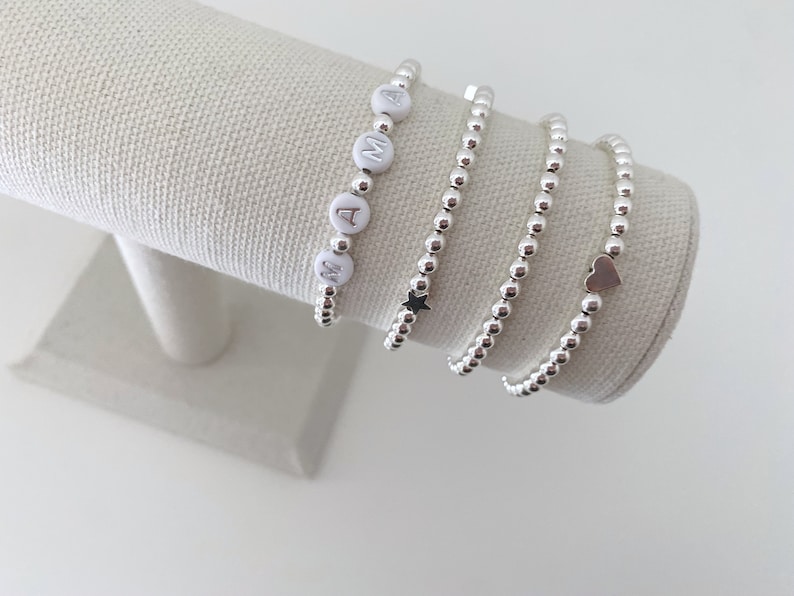 Sterling Silver Beaded Bracelets Charm Bracelets Custom Etsy