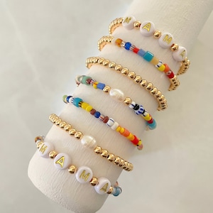 a coleção boho | pulseira de missangas africanas | pulseira de contas coloridas | pulseira com nome | Pulseira banhada a ouro 14k | pulseira de pérolas