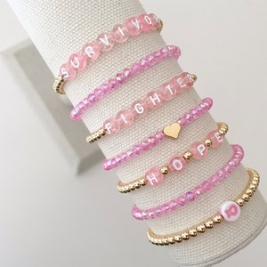 Breast Cancer Awareness Bracelets | Pink Ribbon Bracelets | Survivor Gift | Cancer Awareness | Gifts for Her | Beaded Bracelets