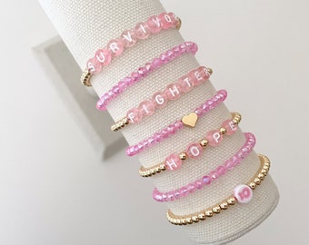 Brustkrebs Armband | Pink Ribbon Armbänder | Hinterlassenen Geschenk | Krebsbewusstsein | Geschenke für Sie | Perlen Armbänder