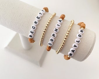 das Namensarmband aus Holz | personalisierte Namensarmbänder | Perlen Buchstaben Armbänder | personalisiertes Namensarmband | Wort Armbänder | Anfangsarmband