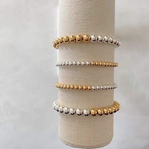 the half and half collection mixed metal bracelet gold and silver bracelet beaded bracelet minimalist bracelet gold bead bracelet image 5