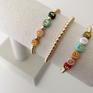 Colorful Letter Bead Bracelets | 14k Gold Bead Bracelets | Name Bracelets | Beaded Name Bracelets | Initial Bracelets | Custom Bracelets