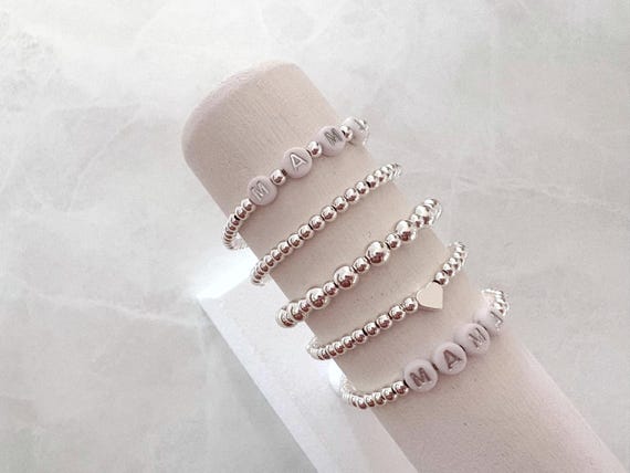 Sterling Silver Beaded Bracelets | charm bracelets | custom bracelets | stacking bracelets | name bracelets | beaded bracelet | gift for her