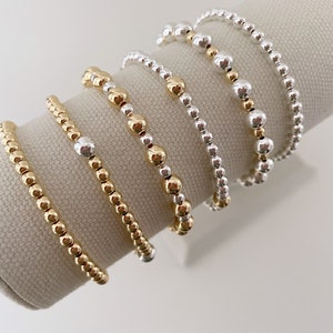Mixed Metal Bracelet | Gold and Silver Bracelet | Beaded Bracelet ...