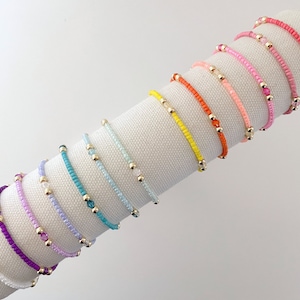 Perlenarmband bunt | Perlenarmband | Stapelarmband | dehnbares elastisches Armband | Rocailles | Geschenke für Kinder | ostern armband