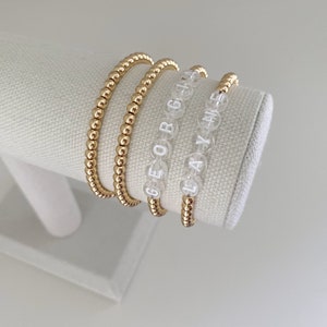 the name bracelet | 14k gold plated bracelet | gold beaded bracelets | stacking bracelets | name bracelets | beaded name bracelets