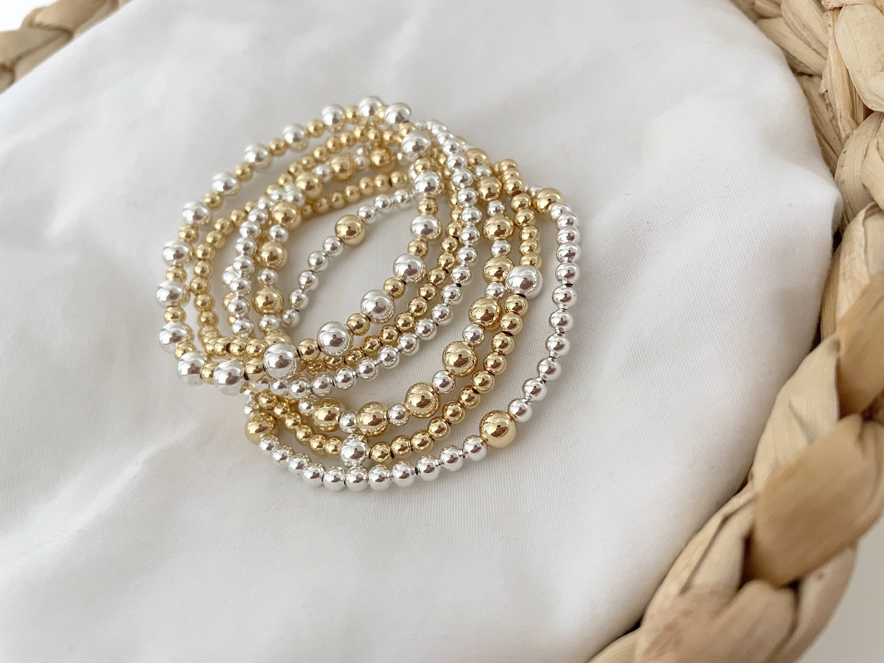 mixed metal bracelet | gold and silver bracelet | beaded bracelet | minimalist bracelet | gold bead bracelet | silver bead bracelet