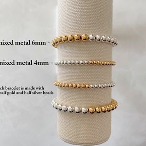 the half and half collection mixed metal bracelet gold and silver bracelet beaded bracelet minimalist bracelet gold bead bracelet image 2