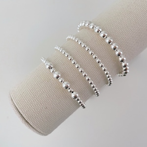 chunky sterling silver plated stacking bracelets | sterling silver bracelets | silver bead bracelets | custom bracelets | stacking bracelet