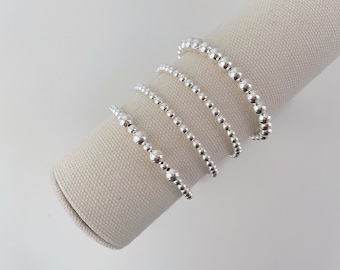 chunky sterling silver plated stacking bracelets | sterling silver bracelets | silver bead bracelets | custom bracelets | stacking bracelet