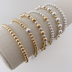 Mixed Metal Bracelet | Gold and Silver Bracelet | Beaded Bracelet ...