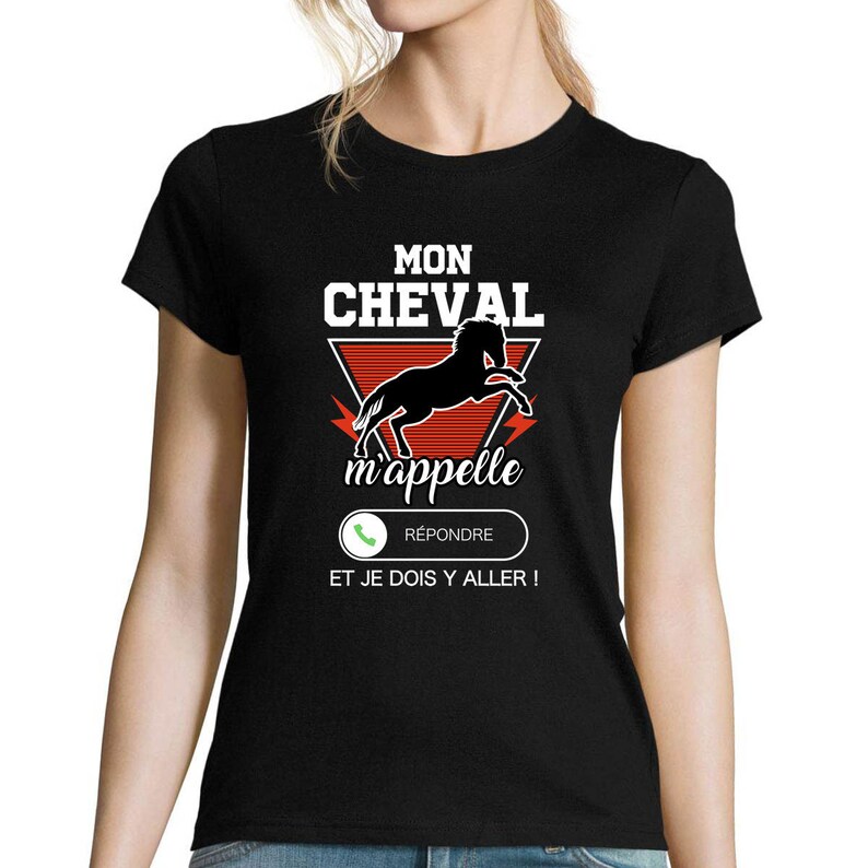 Horse T-shirt My Horse Calls Me Tee Shirt Humor Woman Cotton Organic for Horse Enthusiasts