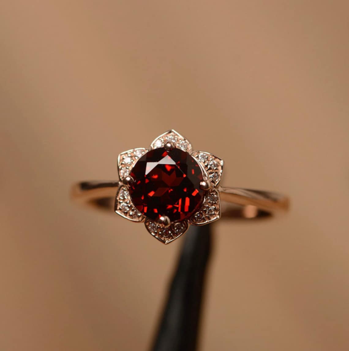 Red Garnet Silver Ring wedding ring engagement ring birthday | Etsy